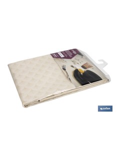 MANTEL ANTIMANCHAS RESINADO CONFECCIONADO 1,40 X 1.80 M 50% PES 45% CO 5% LUREX LINEAS DE ORO 2
