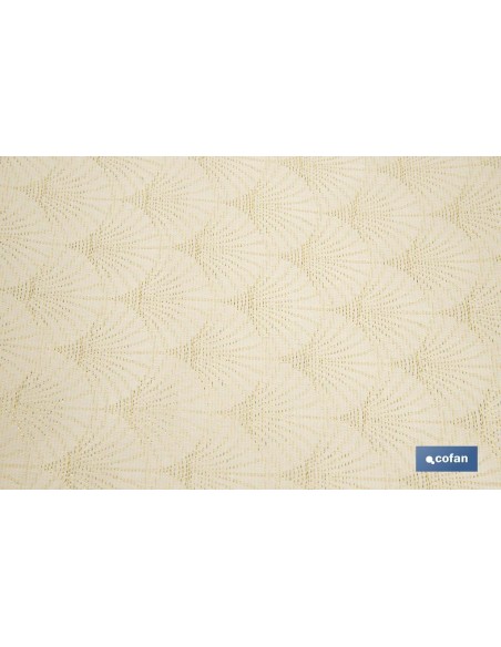 MANTEL ANTIMANCHAS RESINADO CONFECCIONADO 1,40 X 2,0 M 50% PES 45% CO 5% LUREX LINEAS DE ORO