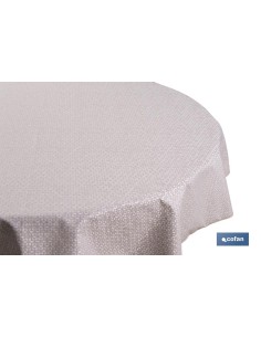 MANTEL REDONDO PÉTALOS ANTIMANCHAS RESINADO JACQUARD CONFECCIONADO 50 % ALGODÓN 50 % POLIÉSTER 1,40 M 2