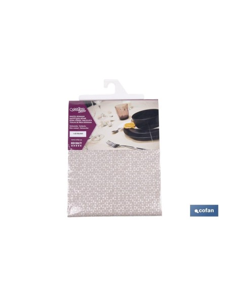 MANTEL REDONDO PÉTALOS ANTIMANCHAS RESINADO JACQUARD CONFECCIONADO 50 % ALGODÓN 50 % POLIÉSTER 1,60 M