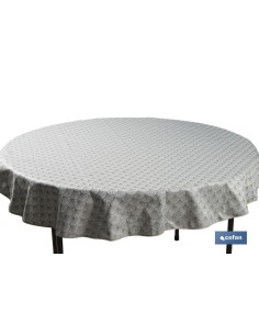 MANTEL REDONDO ARCOS VERDES ANTIMANCHAS RESINADO JACQUARD CONFECCIONADO 50% ALGODÓN 50% POLIESTER 1,60 M