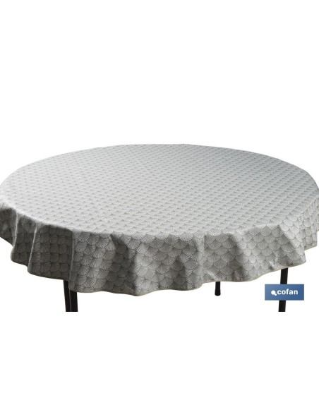 MANTEL REDONDO ARCOS VERDES ANTIMANCHAS RESINADO JACQUARD CONFECCIONADO 50% ALGODÓN 50% POLIESTER 1,60 M