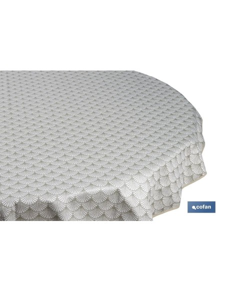 MANTEL REDONDO ARCOS VERDES ANTIMANCHAS RESINADO JACQUARD CONFECCIONADO 50% ALGODÓN 50% POLIESTER 1,60 M