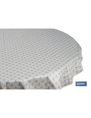 MANTEL REDONDO ARCOS VERDES ANTIMANCHAS RESINADO JACQUARD CONFECCIONADO 50% ALGODÓN 50% POLIESTER 1,80 M