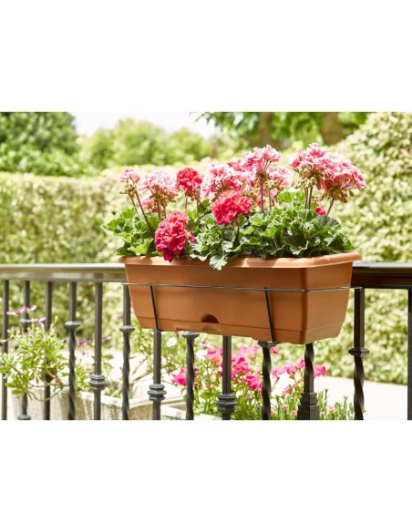 JARDINERA BALCONERA 60 CON SOPORTE TERRACOTA (D) PLASTICFOR