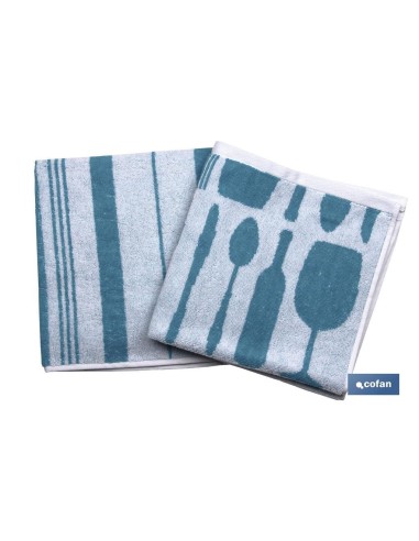 PACK 2 PAÑOS COCINA 50x50 AZUL