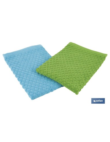 PACK 2 PAÑOS COCINA 50x50 VERDE/AZUL