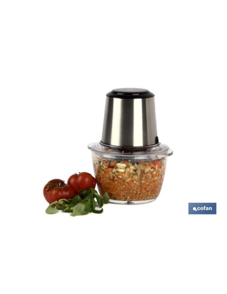 PICADORA ELECTRICA ACERO INOX VASO DE VIDRIO 1,2 L 400W