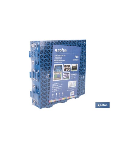 SET DE 4 UDS. LOSETA ALVEOLADA AZUL DE PVC 33 X 33 X 2 CM