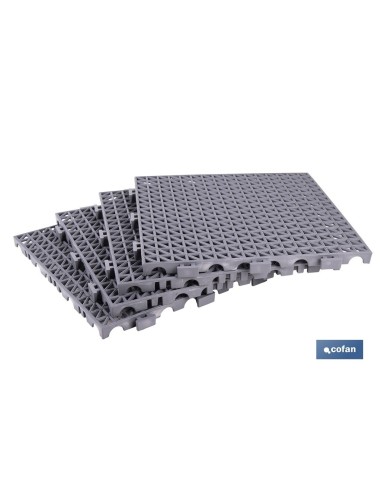 SET DE 4 UDS. LOSETA ALVEOLADA GRIS CLARO DE PVC 33 X 33 X 2 CM