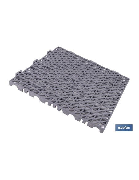 SET DE 4 UDS. LOSETA ALVEOLADA GRIS CLARO DE PVC 33 X 33 X 2 CM