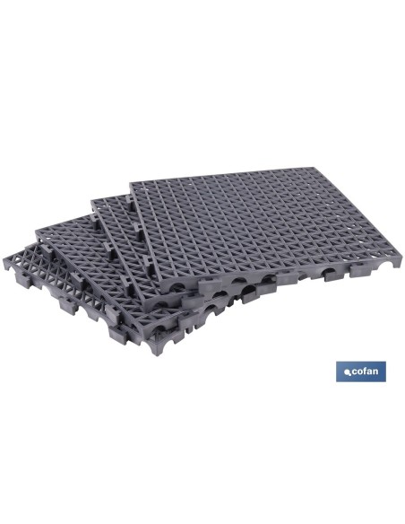 SET DE 4 UDS. LOSETA ALVEOLADA GRIS OSCURO DE PVC 33 X 33 X 2 CM