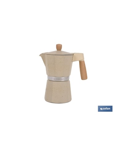 CAFETERA ITALIANA DE INDUCCIÓN BEIGE CON GRANITO 6 TAZAS