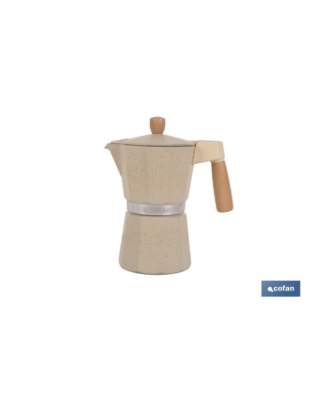 CAFETERA ITALIANA DE INDUCCIÓN BEIGE CON GRANITO 6 TAZAS