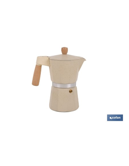 CAFETERA ITALIANA DE INDUCCIÓN BEIGE CON GRANITO 6 TAZAS