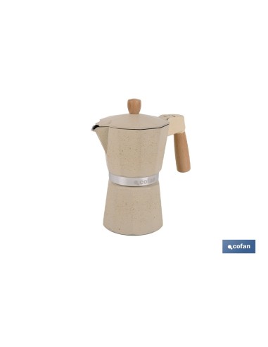 CAFETERA ITALIANA DE INDUCCIÓN BEIGE CON GRANITO 6 TAZAS