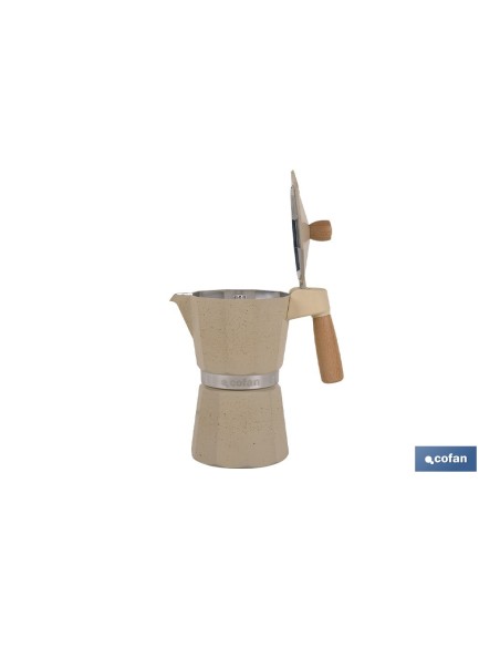CAFETERA ITALIANA DE INDUCCIÓN BEIGE CON GRANITO 6 TAZAS