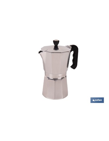 CAFETERA ITALIANA DE ALUMINIO PARA INDUCCIÓN 9 TAZAS