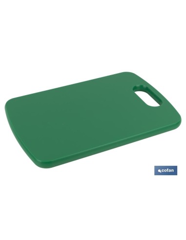 TABLA CORTE CON ASA VERDE 30X20X1.5cm MODELO CHIPS