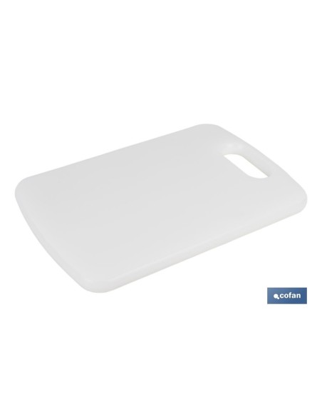 TABLA CORTE CON ASA BLANCO 34X24X1.5cm MODELO CHIPS