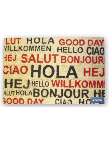 FELPUDO INTERIOR COCO PINTADO 40X60X1.50cm (Hola idiomas)