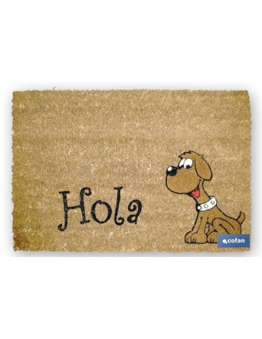 FELPUDO INTERIOR COCO FLOQUEADO 40X60X1.60cm (Perro Hola)