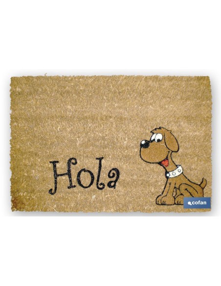 FELPUDO INTERIOR COCO FLOQUEADO 40X60X1.60cm (Perro Hola)