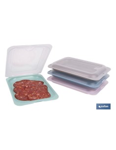 PACK DE 4 PORTAEMBUTIDOS APILABLES CREMA, AZUL, VERDE, NUDE 25 X 17 X 3 CM