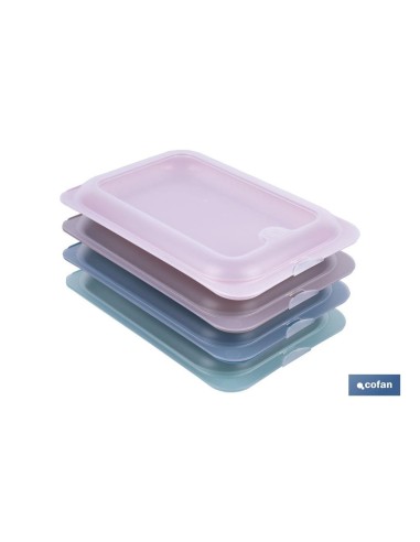 PACK DE 4 PORTAEMBUTIDOS APILABLES CREMA, AZUL, VERDE, NUDE 25 X 17 X 3 CM