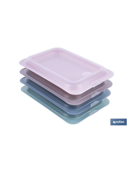 PACK DE 4 PORTAEMBUTIDOS APILABLES CREMA, AZUL, VERDE, NUDE 25 X 17 X 3 CM