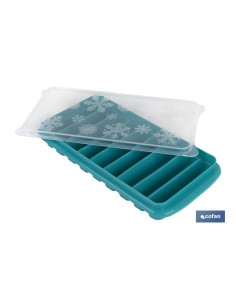 CUBITERA HIELO CON TAPA COLOR TURQUESA 12.5X26X4 cm