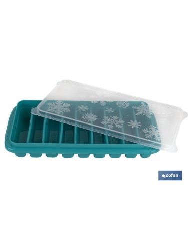 CUBITERA HIELO CON TAPA COLOR TURQUESA 12.5X26X4 cm
