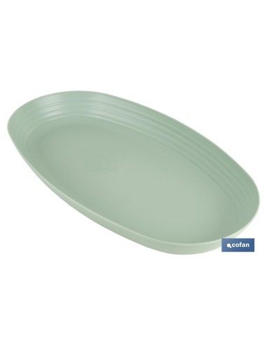 FUENTE OVALADA VERDE AGUA 39 x22x 4,5 cm MODELO NARA 2000ml venta unitaria