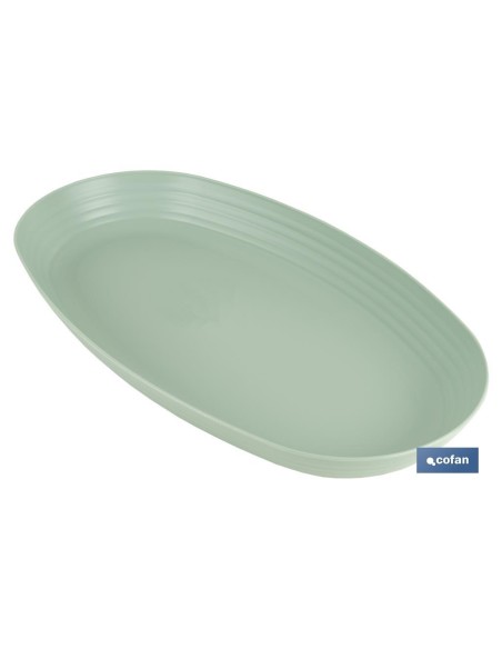 FUENTE OVALADA VERDE AGUA 39 x22x 4,5 cm MODELO NARA 2000ml venta unitaria