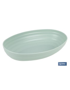 FUENTE OVALADA VERDE AGUA 24X16X5.5cm MODELO NARA 1080ml