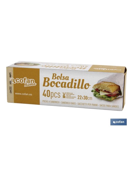 BOLSAS PARA BOCADILLOS 22 X 30 40UDS