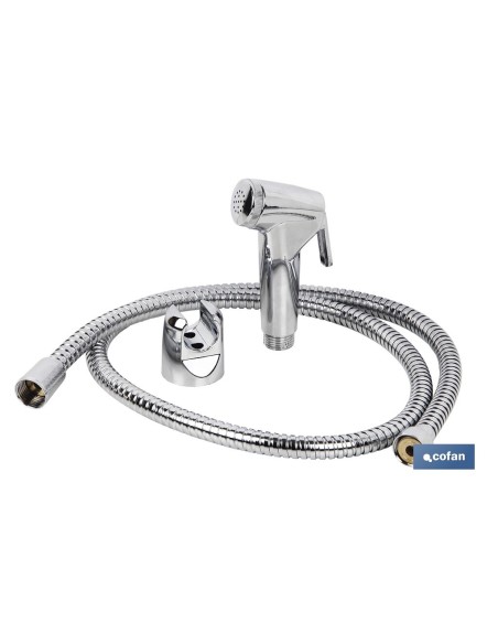 KIT GRIFO DE DUCHA CROMADO CON PULSADOR+COLGADOR+FLEXO
