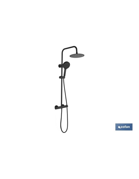 COLUMNA DE DUCHA NEGRA CON GRIFO TERMOSTATICO 90-1,40 CM