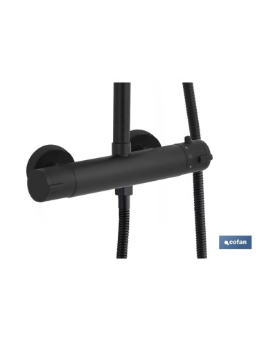 COLUMNA DE DUCHA NEGRA CON GRIFO TERMOSTATICO 90-1,40 CM