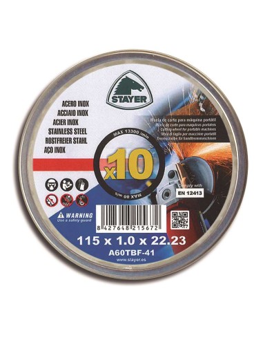LATA 10 DISCOS EXTRAFINO INOX 115X1 (B) STAYER IBE