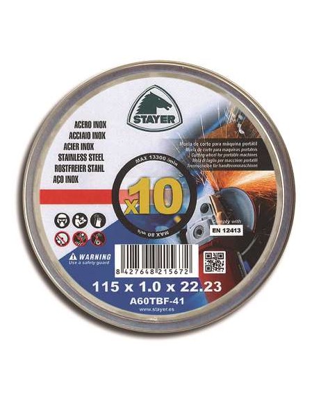 LATA 10 DISCOS EXTRAFINO INOX 115X1 (B) STAYER IBE