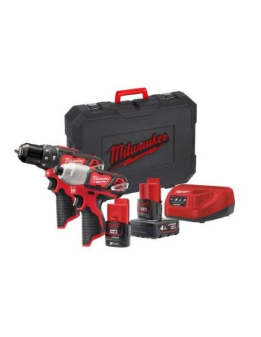 TALADRO PERCUTOR + ATORNILLADOR IMPACTO MILWAUKEE M12 (D)