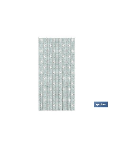 CORTINA DE BAÑO HEXAGONOS POLIÉSTER 140x200