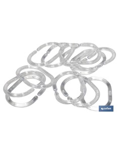 PACK 12 ANILLAS CORTINAS BAÑO TRANSPARENTE