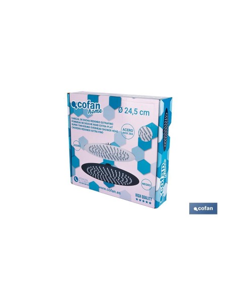 CABEZAL DE DUCHA REDONDO EXTRAFINO DE ACERO INOXIDABLE 304 Ø24,5 CM