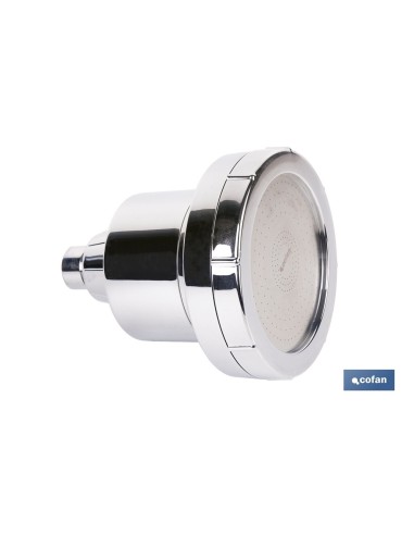 ROCIADOR DE DUCHA CON 15 FILTROS COLOR INOX. 11,5 X 13,5 CM