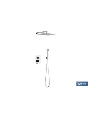 CONJUNTO DE DUCHA EMPOTRADA MONOMANDO CUADRADA CROMADA