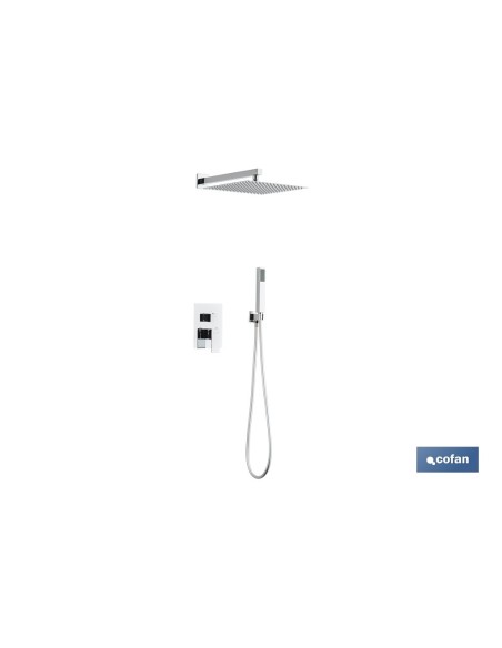 CONJUNTO DE DUCHA EMPOTRADA MONOMANDO CUADRADA CROMADA