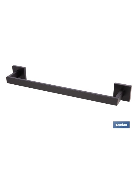 TOALLERO NEGRO MATE DE ACERO CON DISEÑO CUADRADO GAMA FAIAL 45 X 8 X 5,5 CM