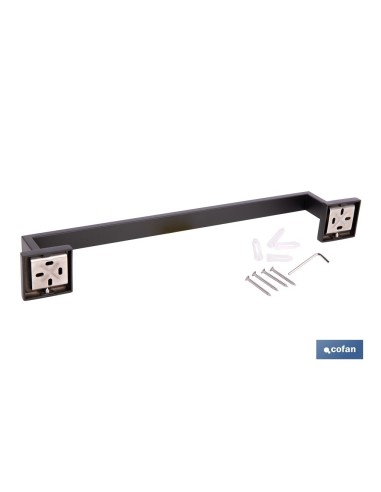 TOALLERO NEGRO MATE DE ACERO CON DISEÑO CUADRADO GAMA FAIAL 45 X 8 X 5,5 CM